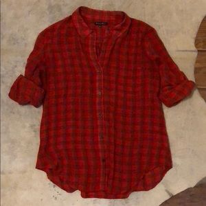 Madewell Broadway and Broom Red Check blouse